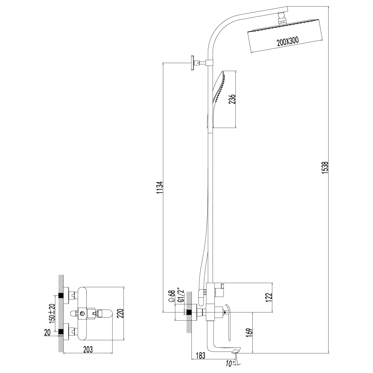 Душевая стойка Lemark Melange LM4962CW хром/белый