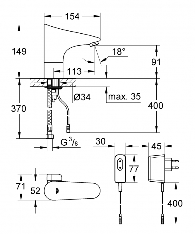Смеситель для раковины Grohe Europlus E 36015001 хром
