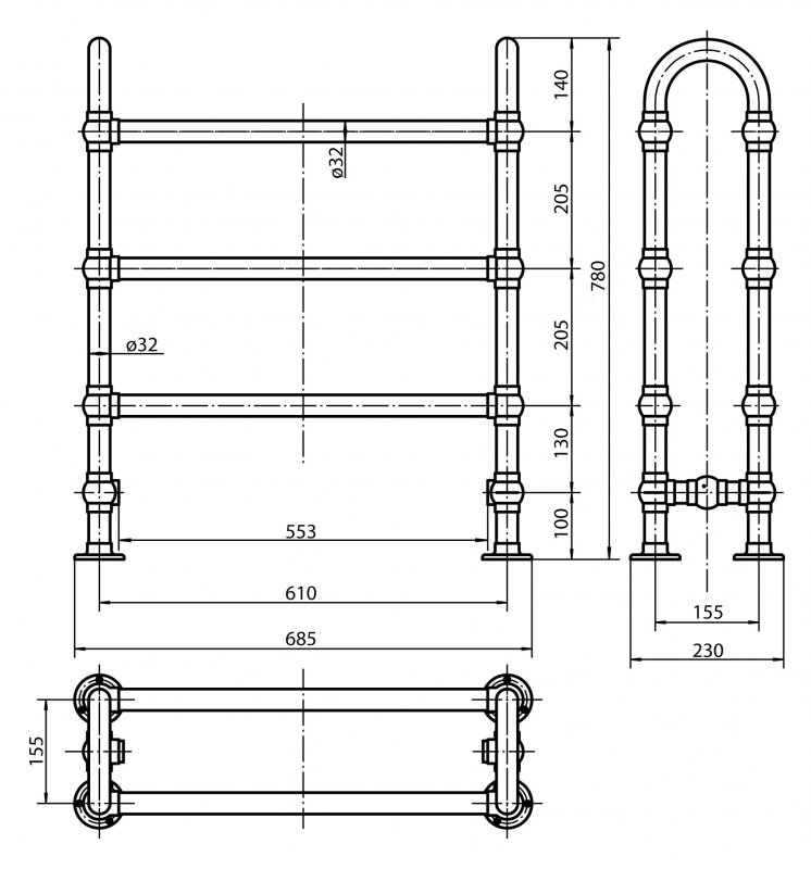 Полотенцесушитель водяной Cezares Napoli 78х68.5 хром