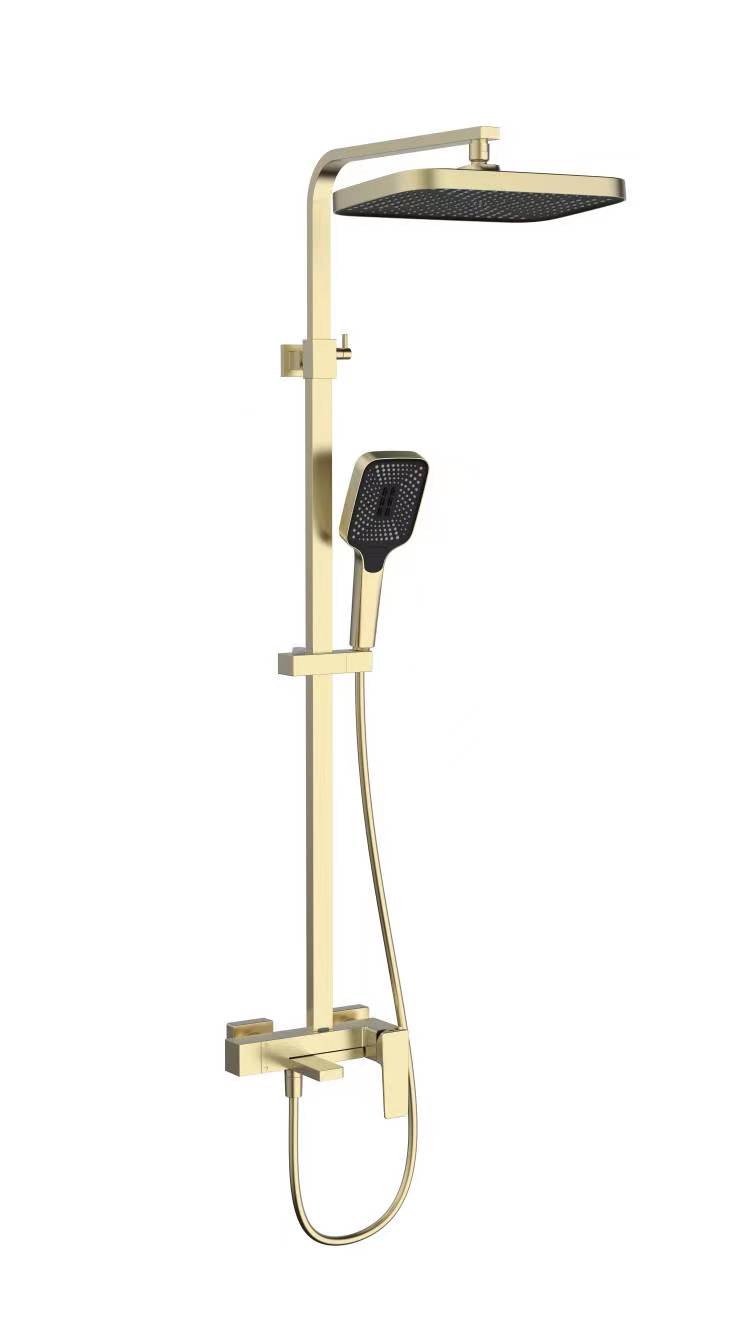 Душевая стойка со смесителем Vincea Cube VSFS-4C12BG золото матовое