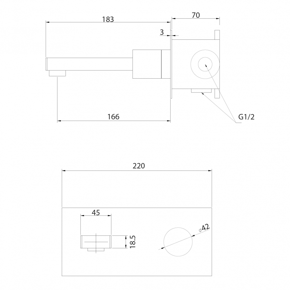 Смеситель ABBER Rund AF8712 для раковины скрытого монтажа, хром