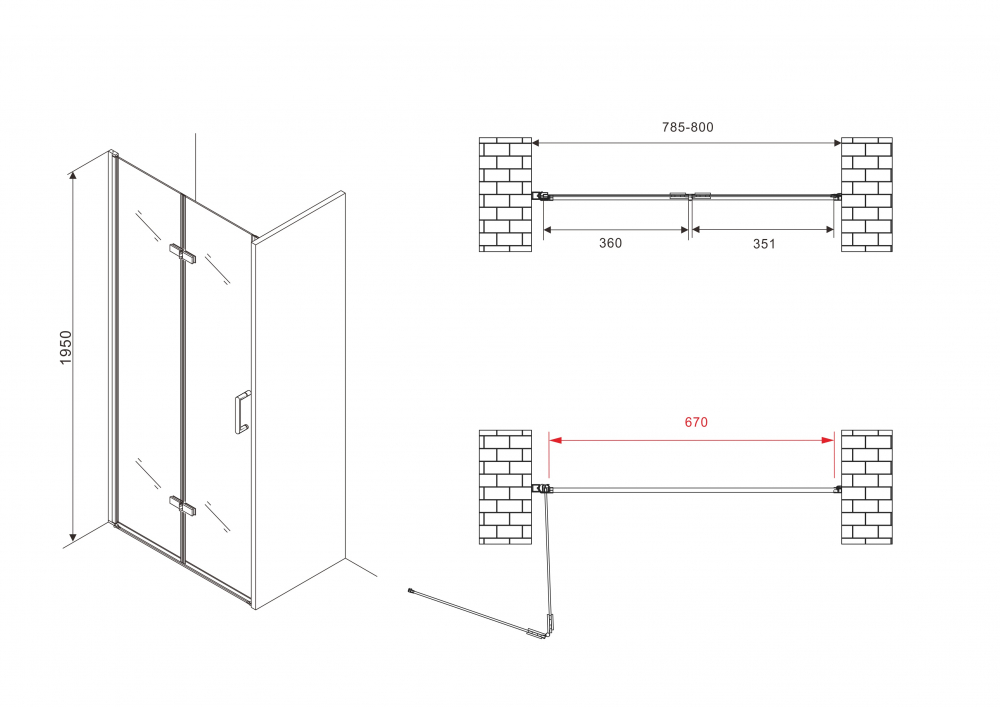 Душевая дверь ABBER Zart AG08080P