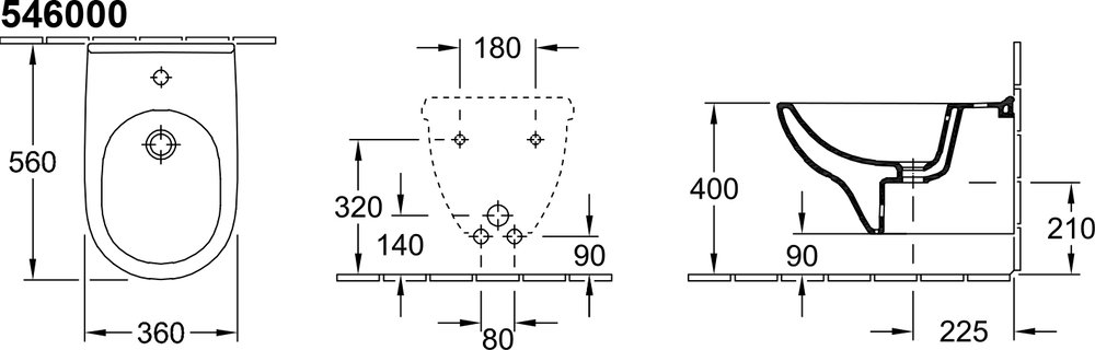 Биде подвесное Villeroy & Boch O.Novo 5460 0001 alpin