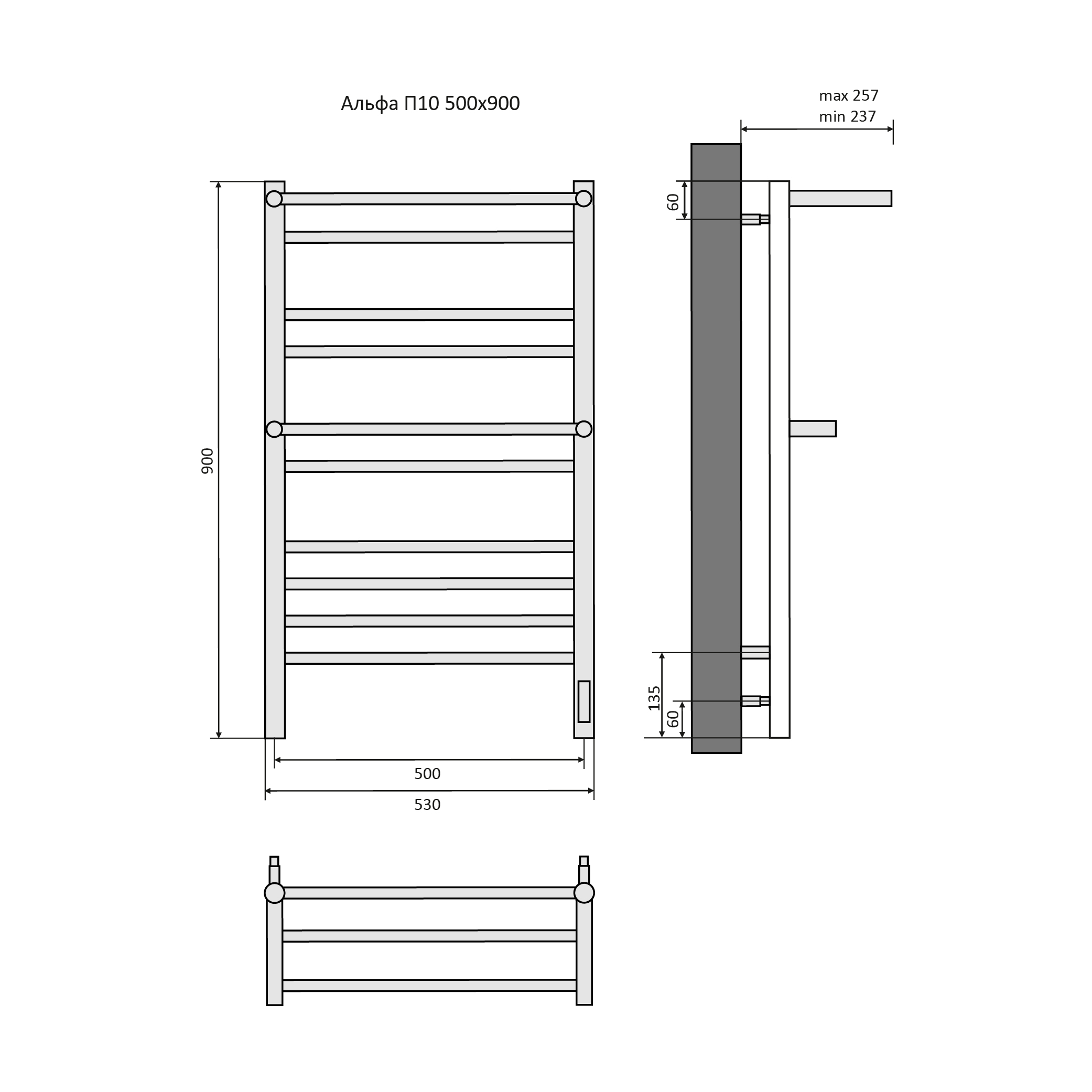 Полотенцесушитель элекрический Aquatek Альфа 90х50 хром
