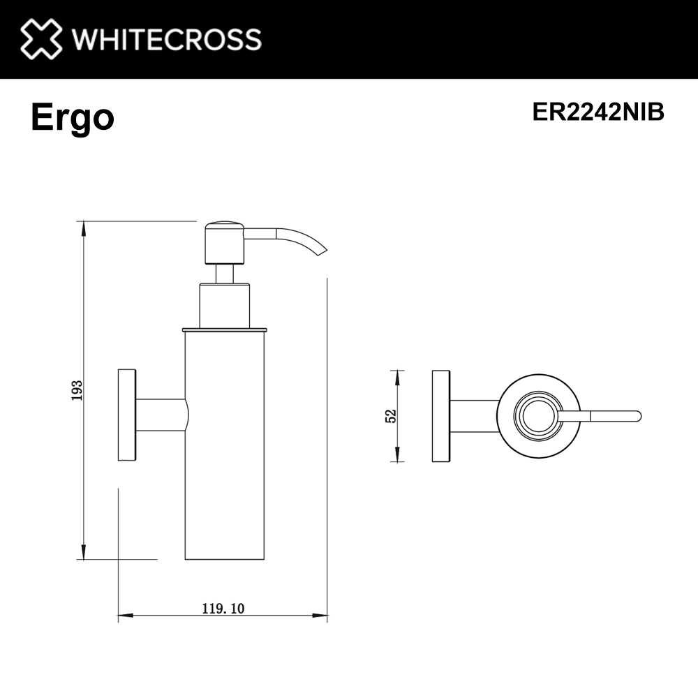 Дозатор для жидкого мыла подвесной WHITECROSS Ergo ER2242NIB (брашированный никель)