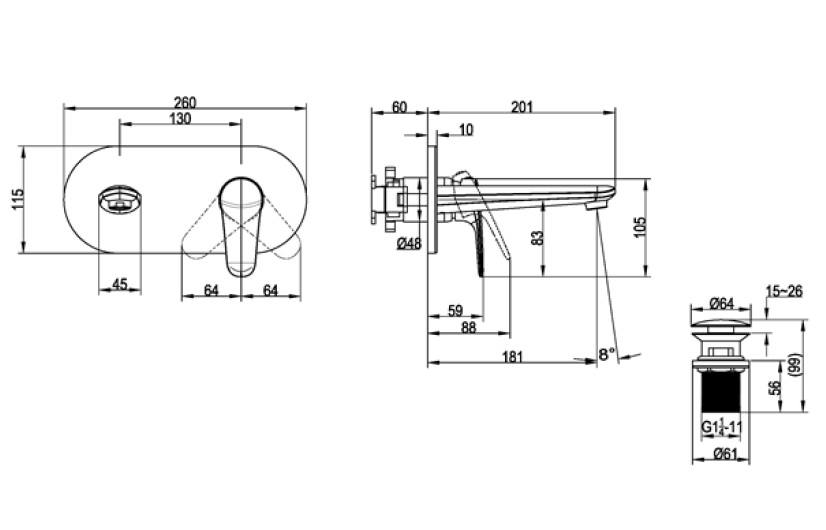 Смеситель для раковины Villeroy & Boch O.Novo Start TVW10511211061 хром