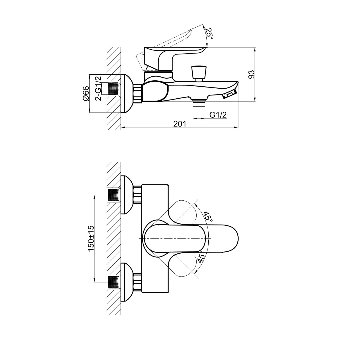 Смеситель для ванны D&K Venice DA1033201, хром