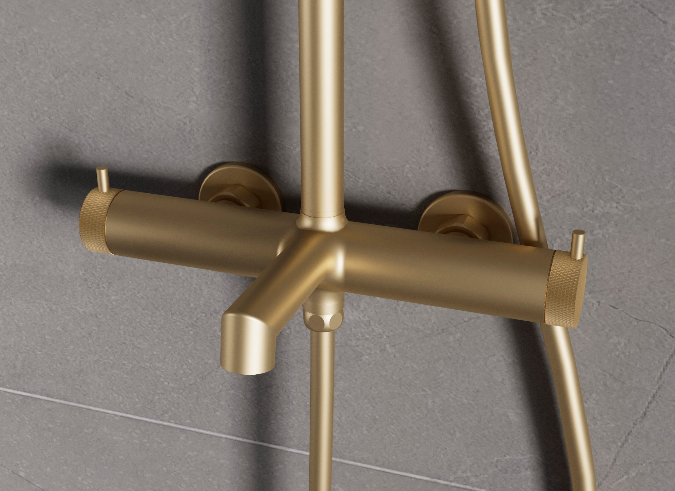 Душевая стойка со смесителем Vincea Rim VSFS-2RM1BG золото матовое