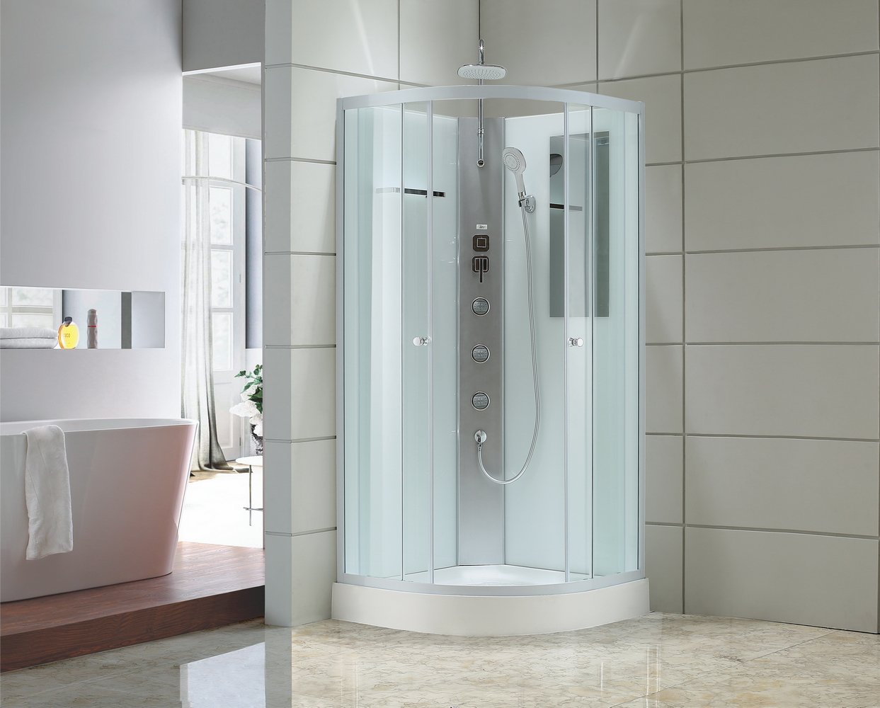 Душевая кабина Black&White G5701 90x90x225 профиль белый, стекло прозрачное