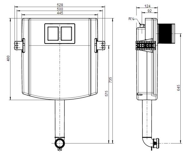 Бачок скрытого монтажа для приставных унитазов Villeroy & Boch ViConnect 92248300