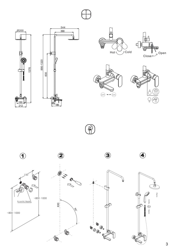 Душевая стойка Bravat Opal C F6125183CP-A1-RUS хром