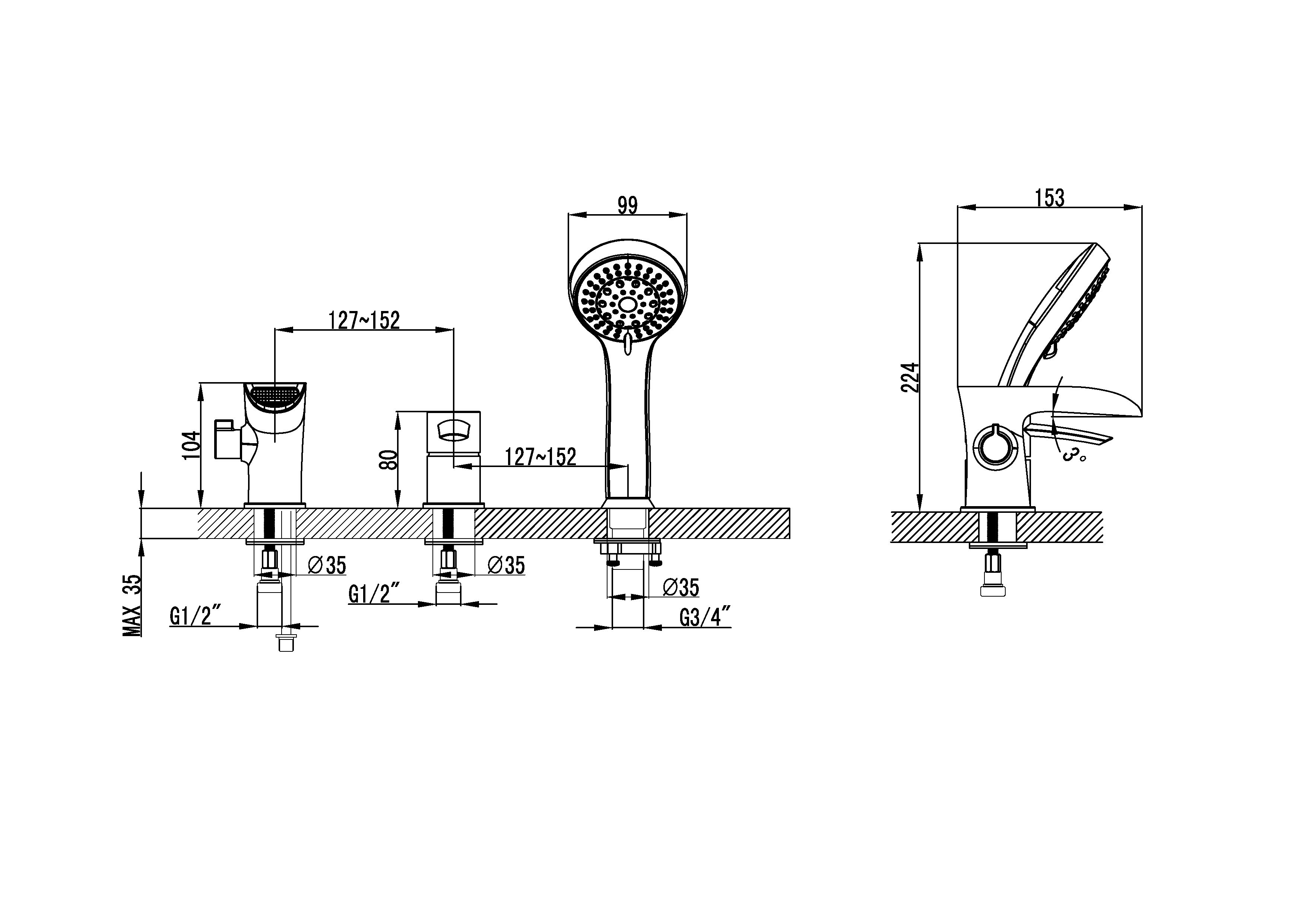 Смеситель для ванны с душем Lemark Atlantiss LM3245C хром