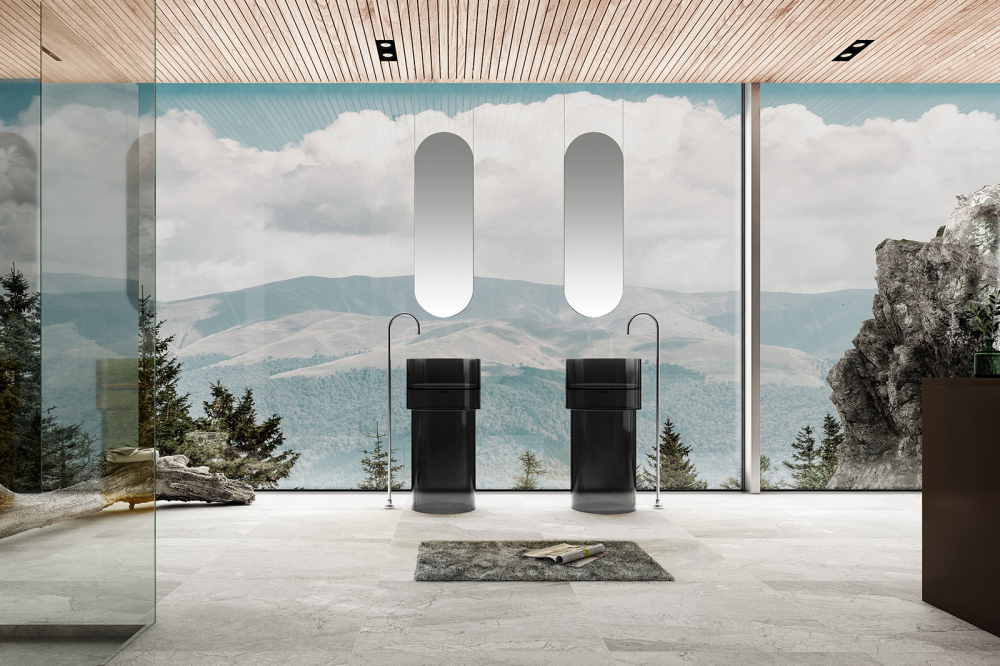 Раковина напольная 45см ABBER Kristall AT2701Onyx черный