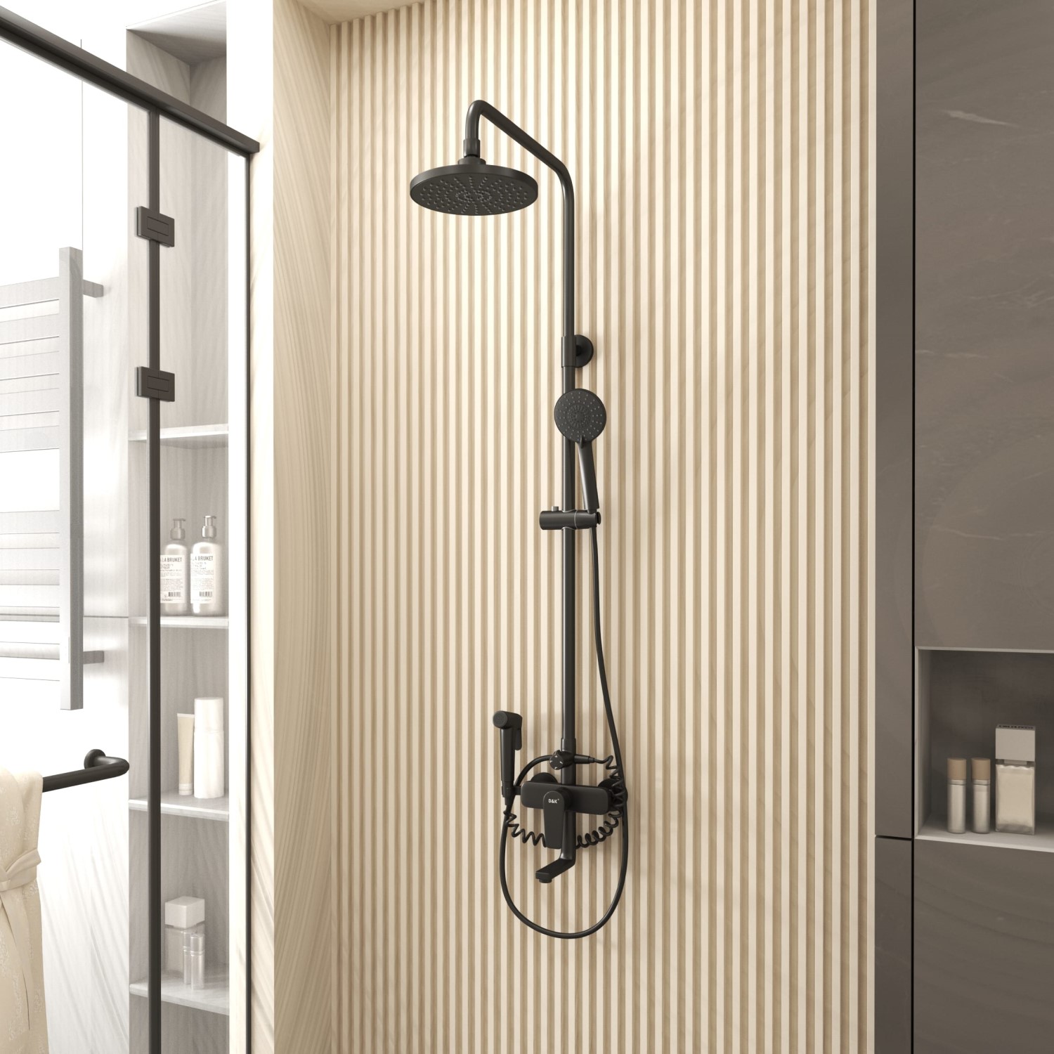 Душевая система с гигиеническим душем D&K Bayern.Fürth DA1524705B18, черный