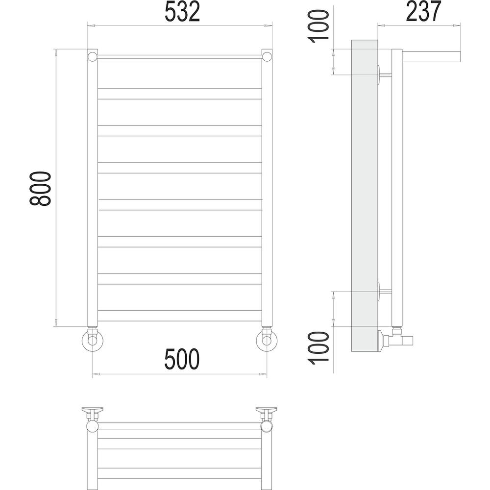 Полотенцесушитель водяной с полкой Terminus Хендрикс П8 50х80