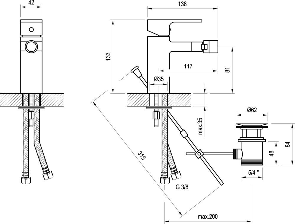 Смеситель для биде Ravak Chrome X070055 хром
