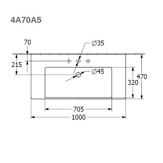 Раковина подвесная 100см Villeroy & Boch Subway 3.0 4A70A501 белый альпин