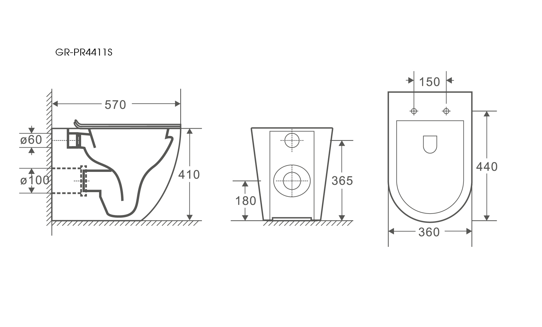 Унитаз приставной Grossman GR-PR4411S белый, с сиденьем микролифт