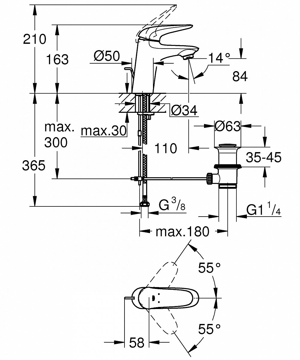 Смеситель для раковины Grohe Eurostyle 23707003 хром