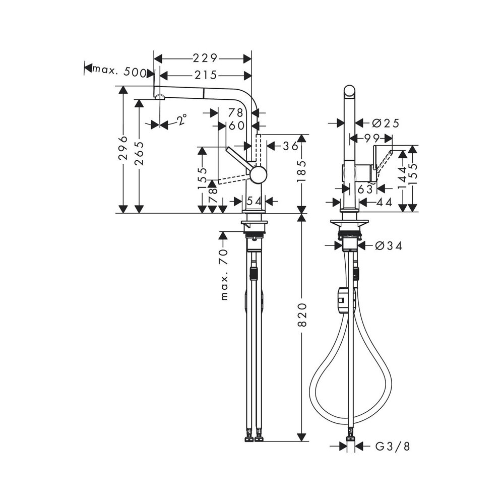 Смеситель для кухни Hansgrohe Talis M54 72808670 черный матовый