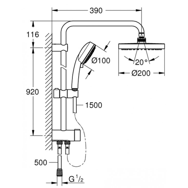 Душевая стойка Grohe New Tempesta Cosmopolitan System 26453001 хром