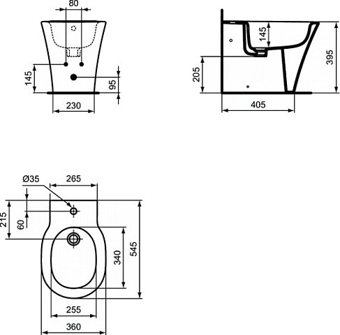 Биде напольное Ideal Standard Connect Air E018001