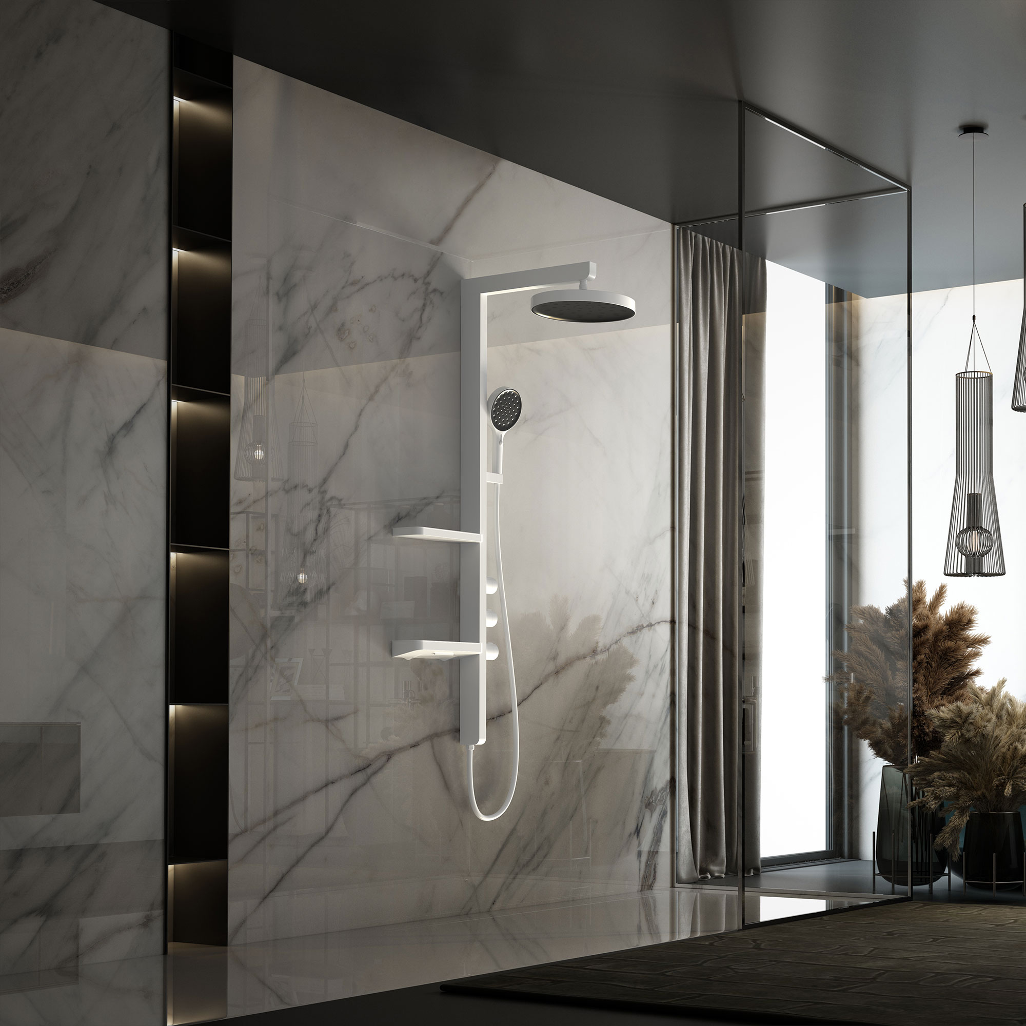 Душевая стойка со смесителем Vincea Inspire VSFS-3I11W белый матовый