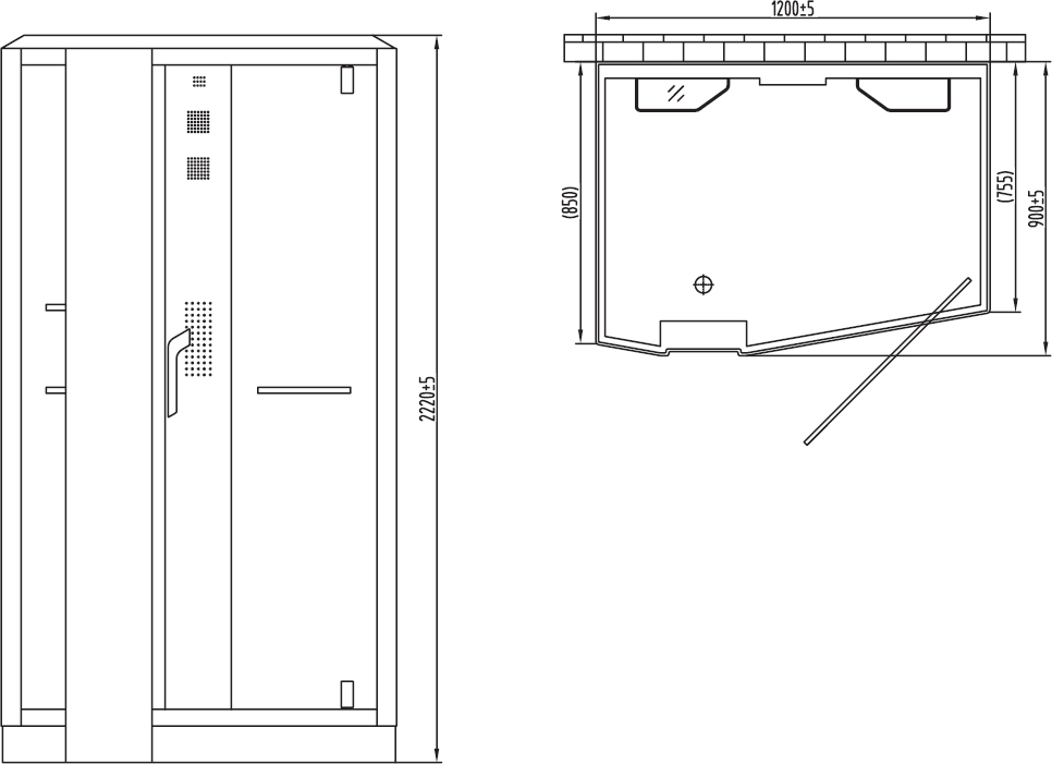 Душевая кабина Orans 89105RW 120x90x220 профиль белый, стекло прозрачное