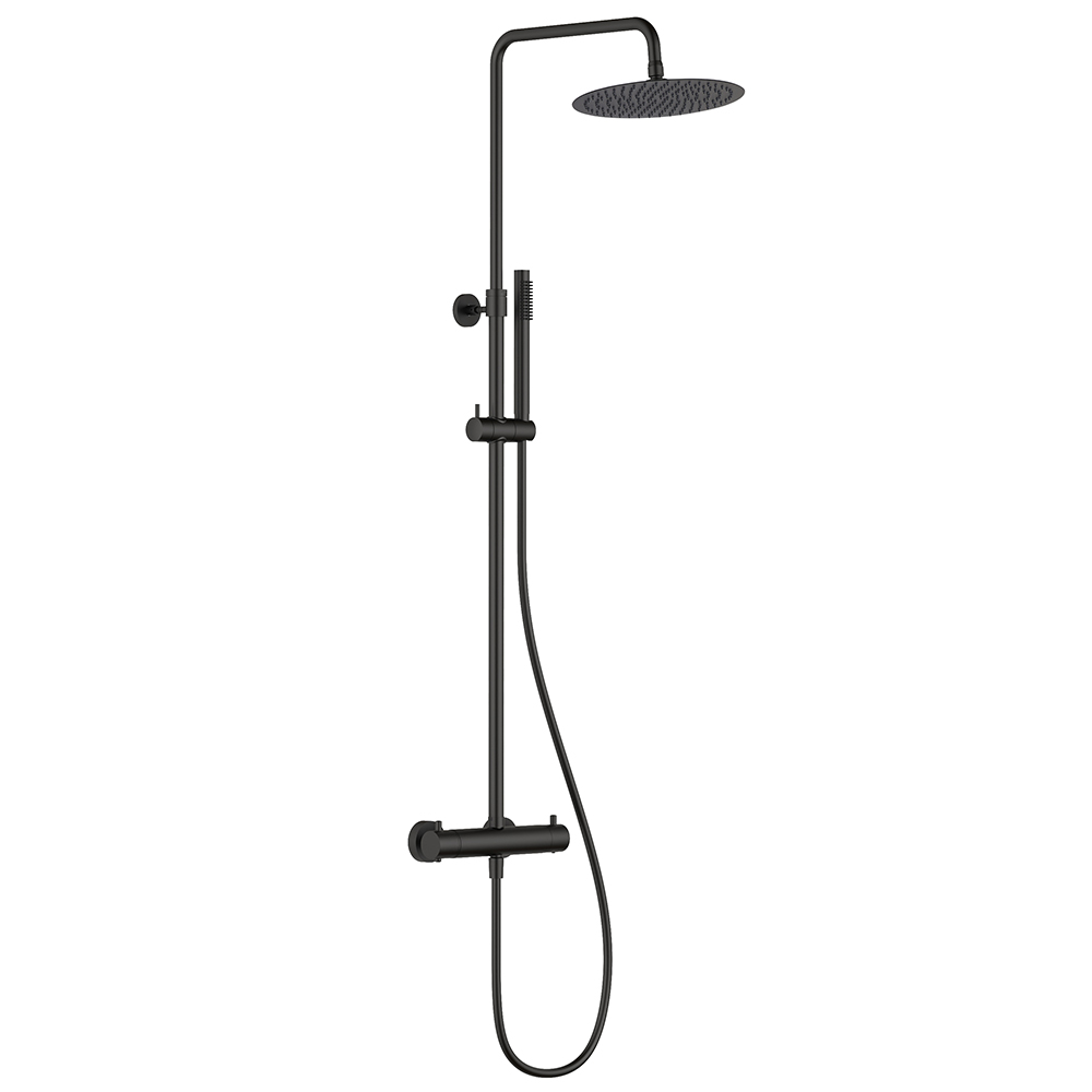 Душевая стойка с термостатом AQUAme AQM8006MB черный матовый