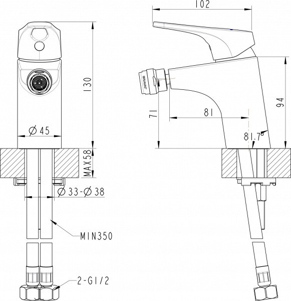 Смеситель для биде Bravat Drop-D F948162C-01 хром