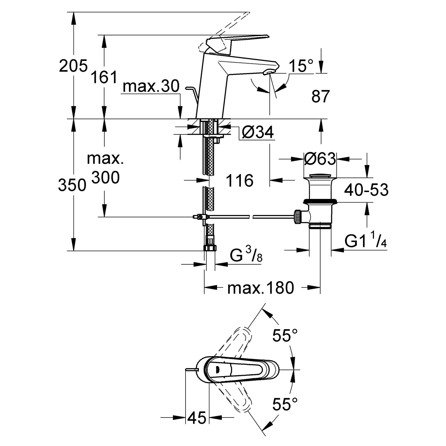 Смеситель для раковины Grohe Eurodisc Cosmopolitan 3319020E хром