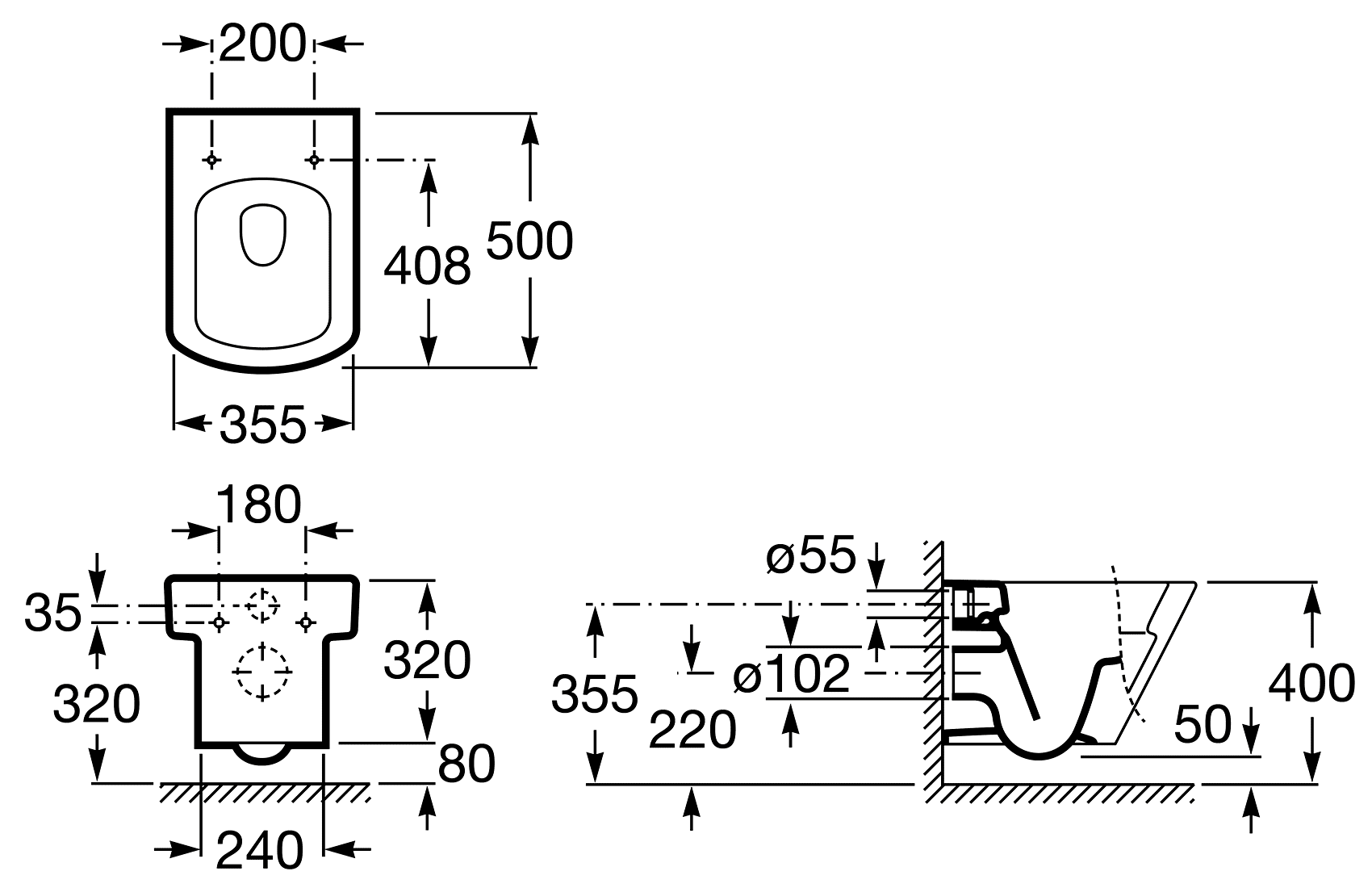 Унитаз Roca Hall 346627000 подвесной без сиденья