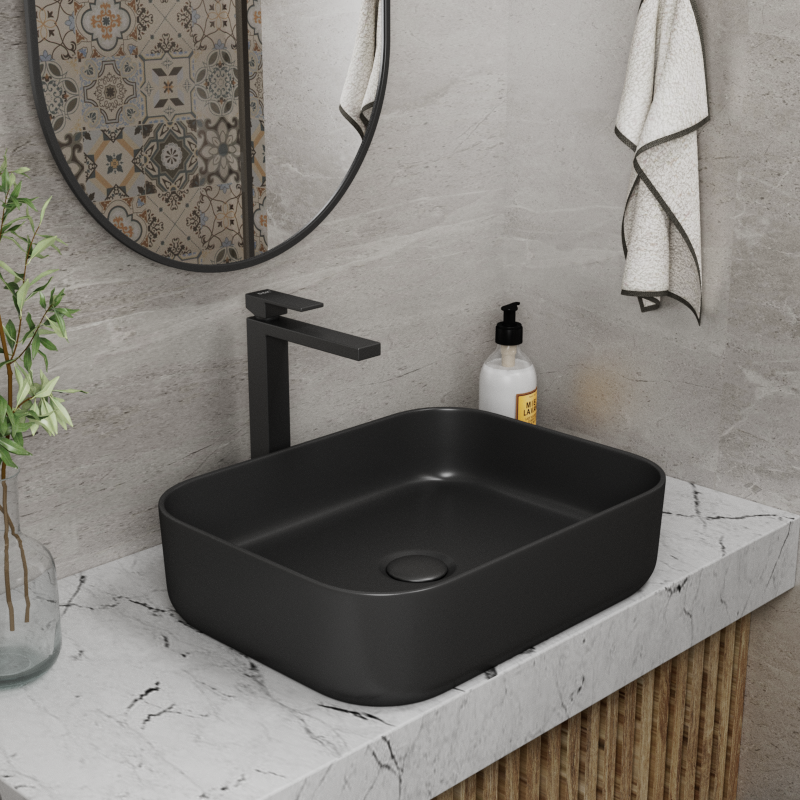 Раковина накладная 50см D&K Berlin DT1431425 черный матовый