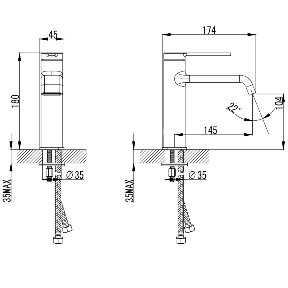 Смеситель для раковины AQUAme Asti AQM6410MB черный матовый