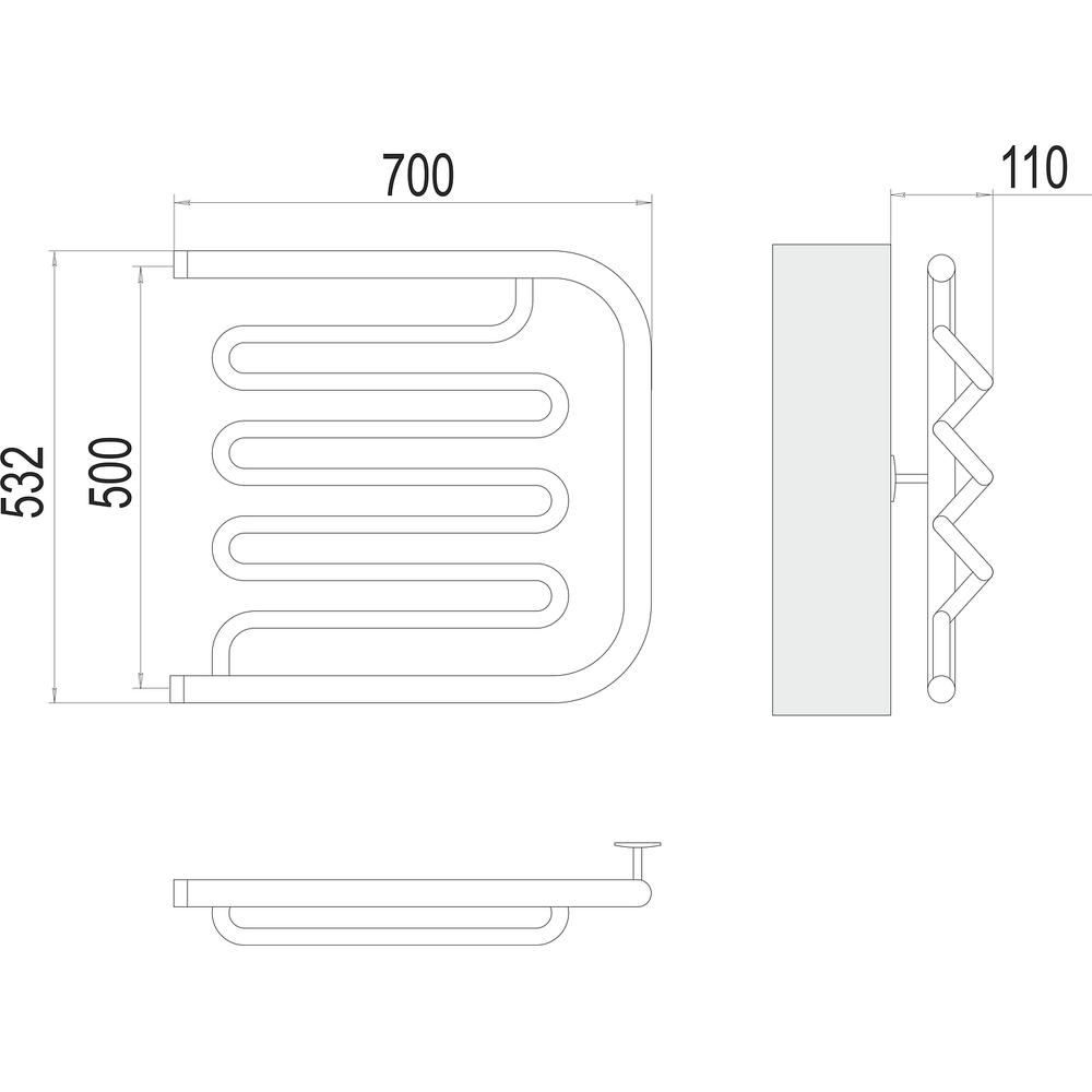 Полотенцесушитель водяной Terminus Фокстрот-Лиана (1") 50х70