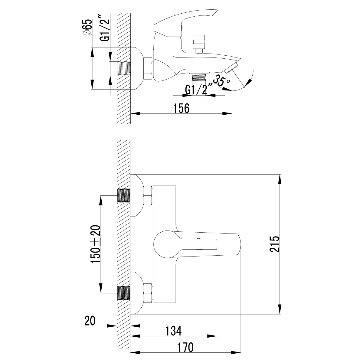 Смеситель для ванны с душем Lemark Plus Strike LM1102C хром