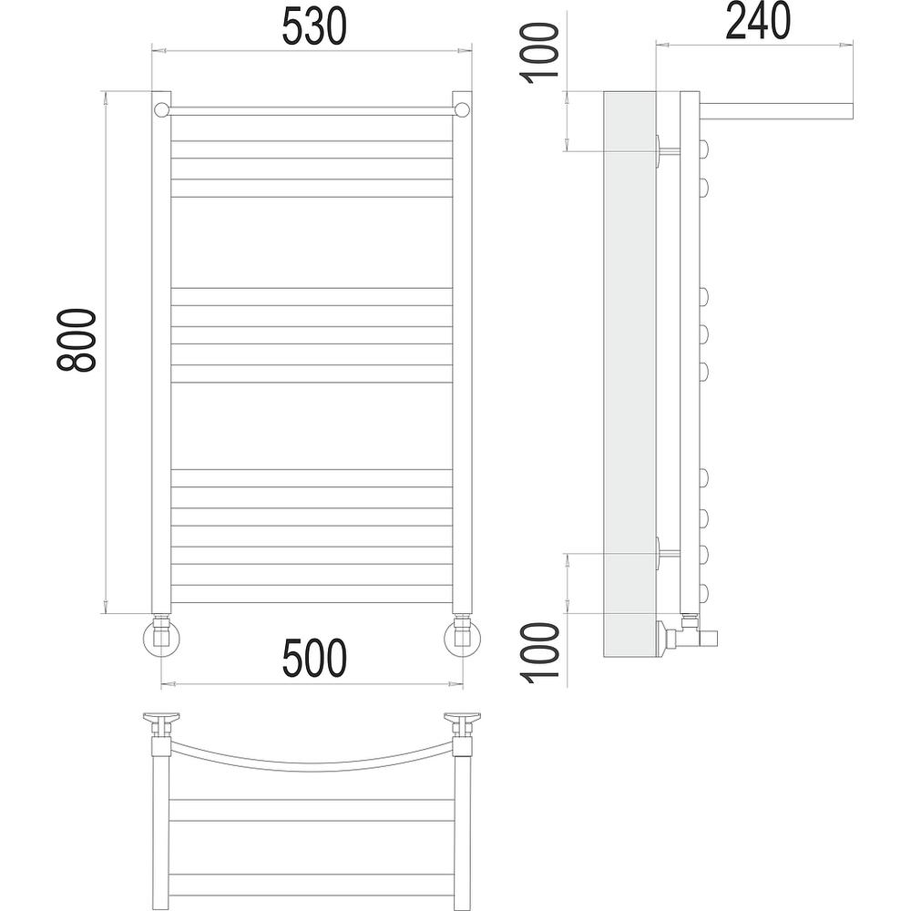Полотенцесушитель водяной с полкой Terminus Енисей П10 50х80