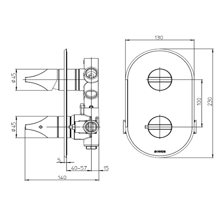 Термостат для душа Bossini Apice Z00500.073 черный матовый
