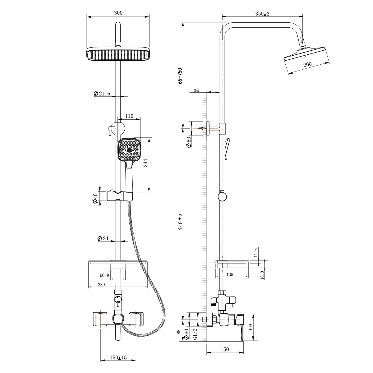 Душевая стойка Lemark Evitta LM0560C хром