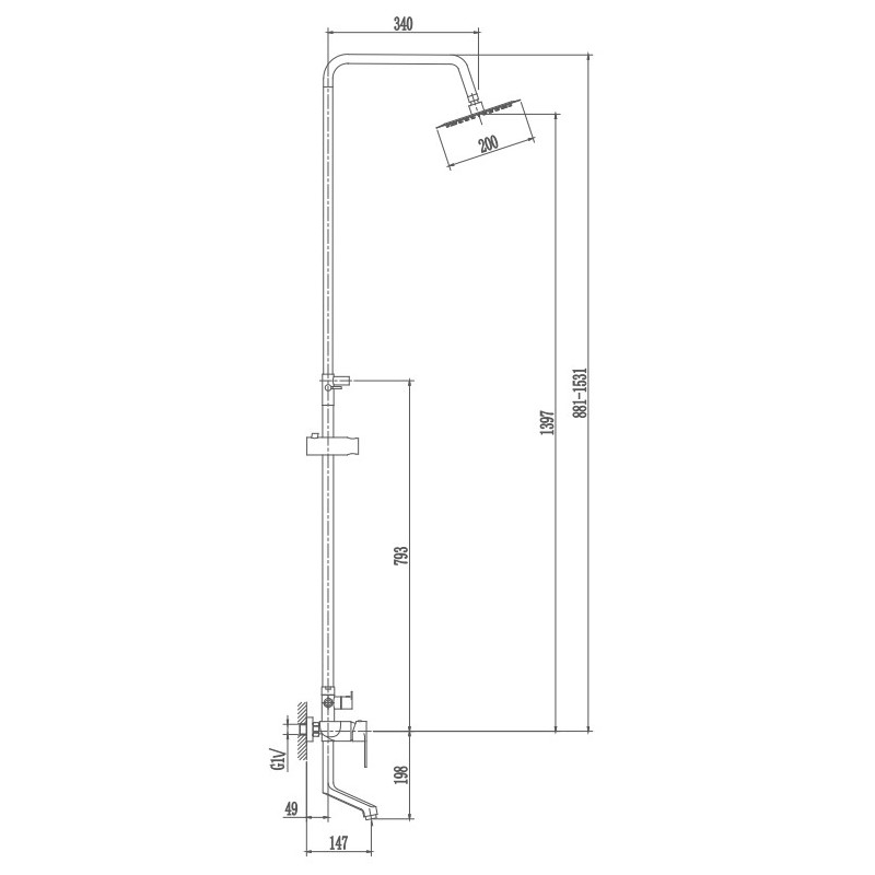 Душевая система Haiba HB24807, сталь