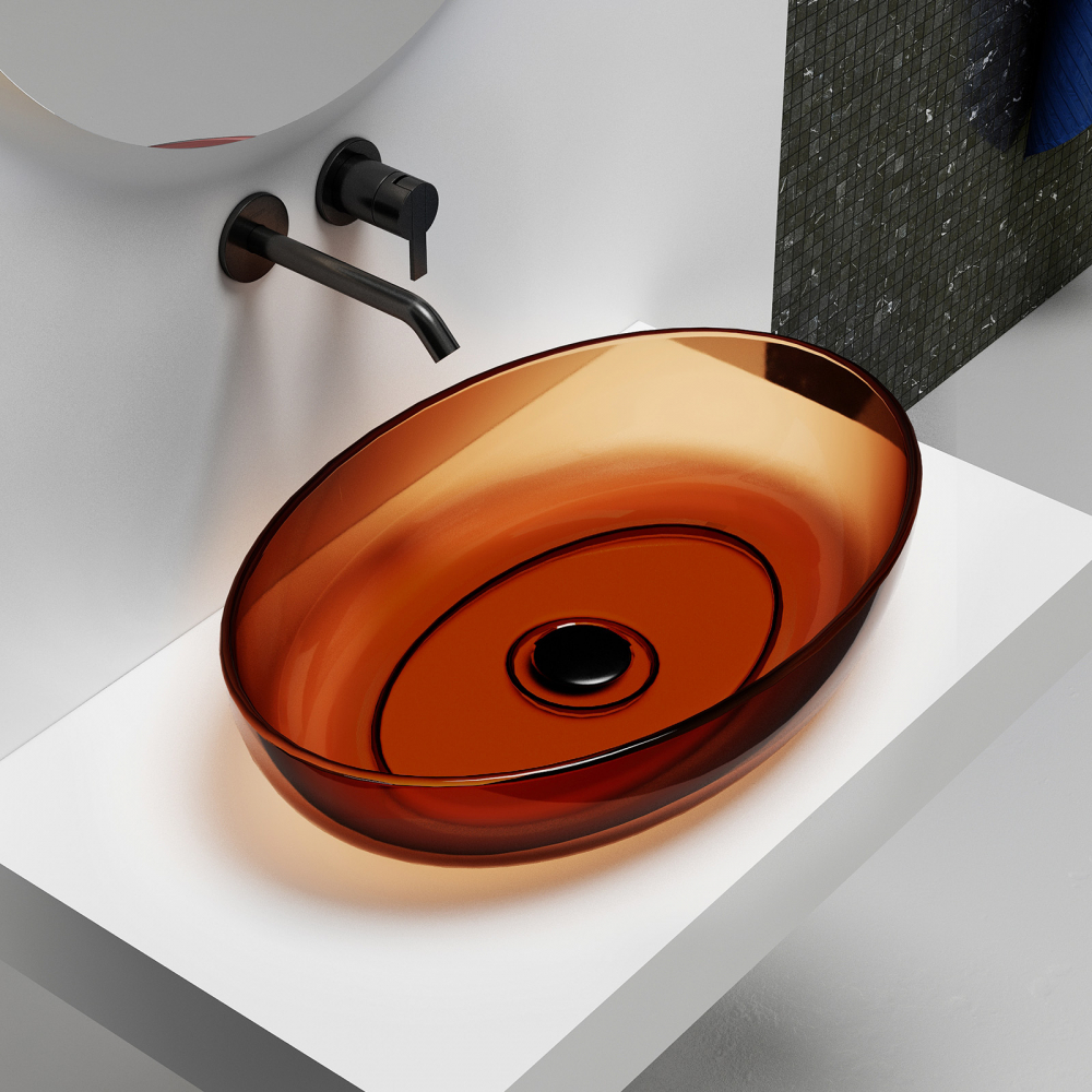 Раковина накладная 60см ABBER Kristall AT2801Opal коричневый