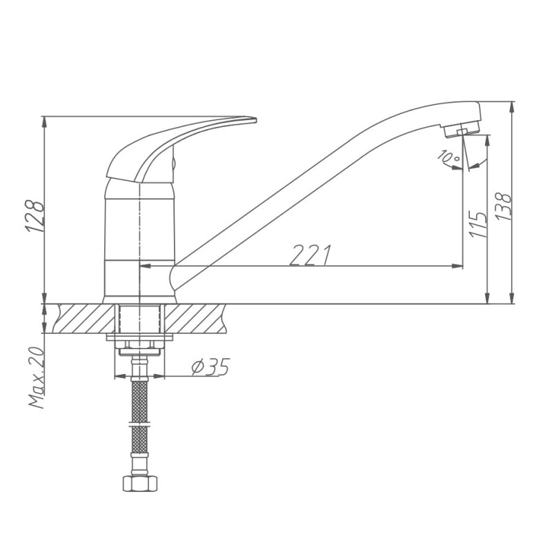 Смеситель для кухни Haiba HB4903, хром