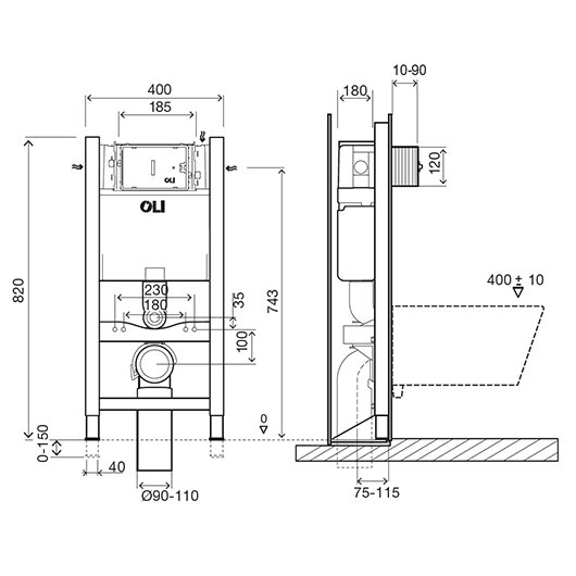 Инсталляция для подвесных унитазов OLI EXPERT EVO/SPEED 014092