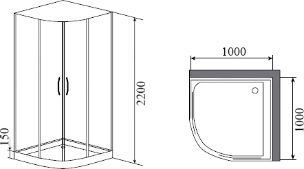 Душевая кабина Timo Premium IMPI H-517  100x100x220 профиль хром глянцевый, стекло прозрачное