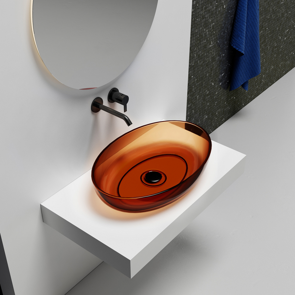 Раковина накладная 60см ABBER Kristall AT2801Opal коричневый