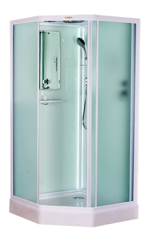 Душевая кабина Esbano LED ESKL90PR 90x90x210см, профиль белый, стекло рифленое