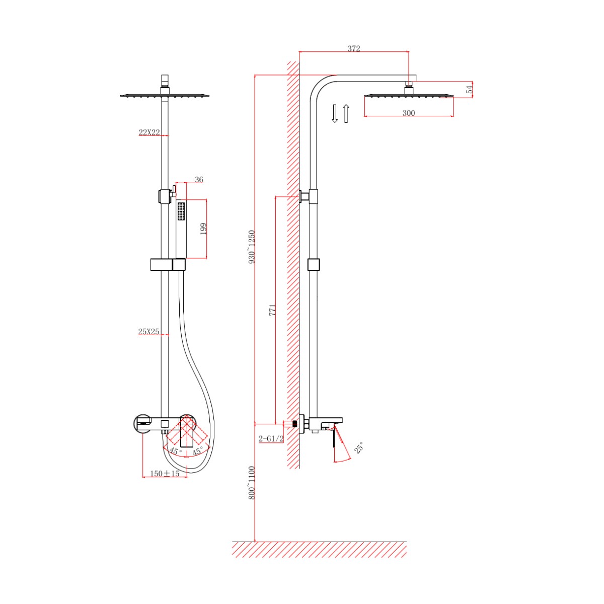 Душевая система D&K Bayern.Liszt DA1513701A04, хром