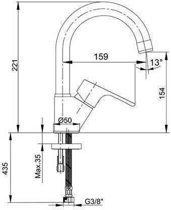 Смеситель для раковины E.C.A Niobe 102188054EX хром