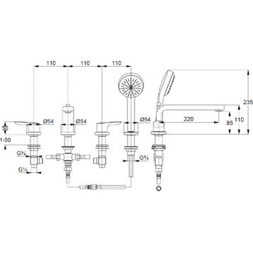 Смеситель для ванны с душем Kludi Pure&Solid 344230575 хром