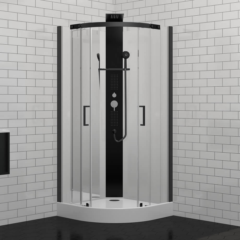 Душевая кабина Black&White G8701 90x90x217 профиль черный матовый, стекло прозрачное